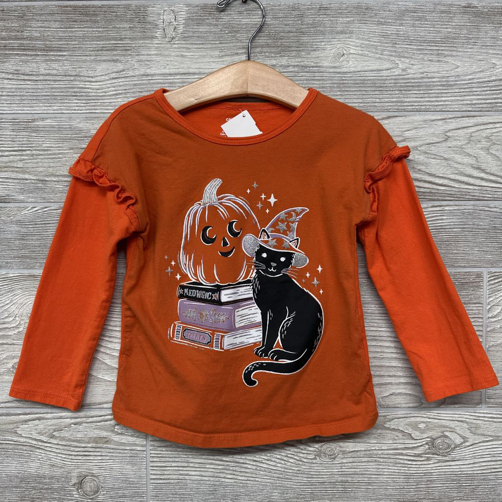 LS Shirt Glitter Pumpkin Witch Cat