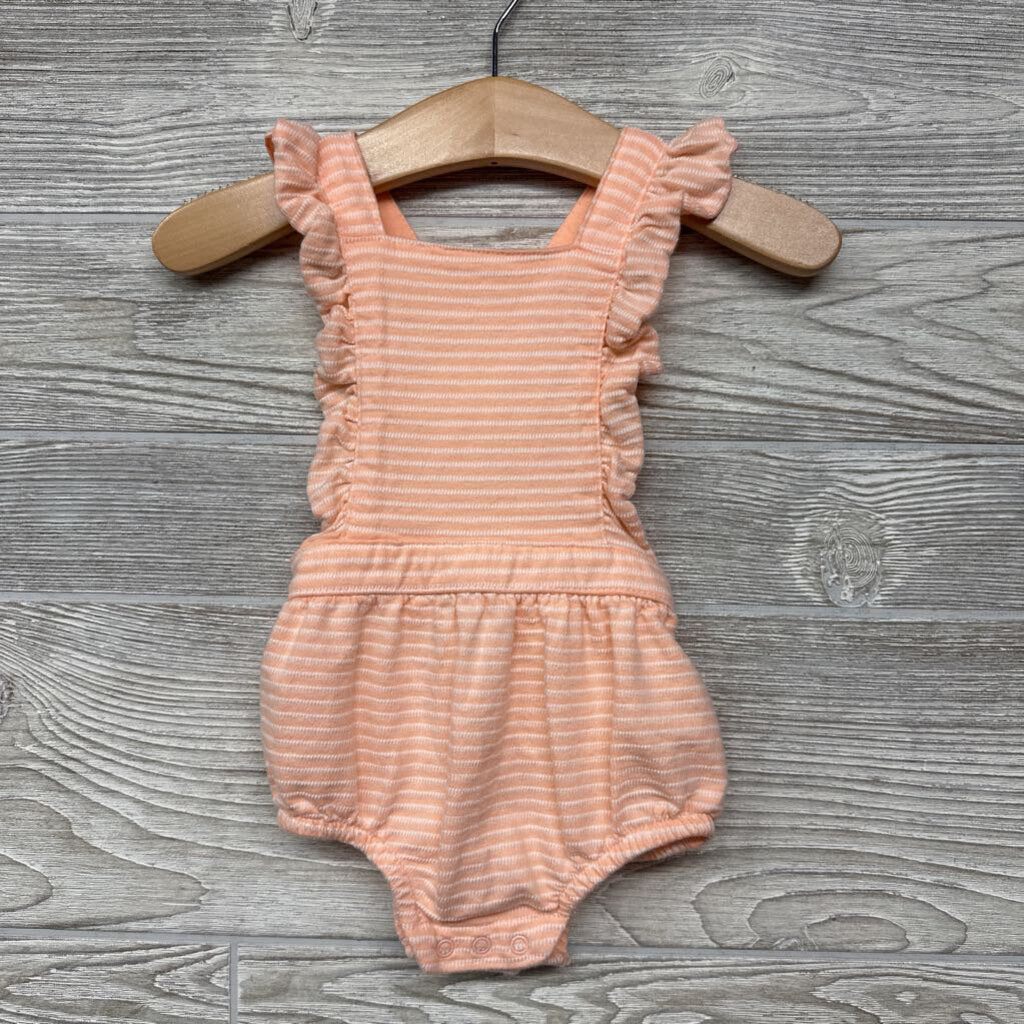 Bib Romper Stripes Ruffle Straps
