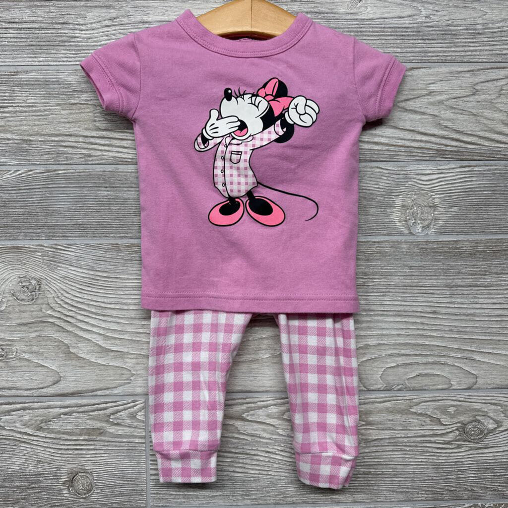 2 Pc PJs Minnie Mouse Yawning Gingham