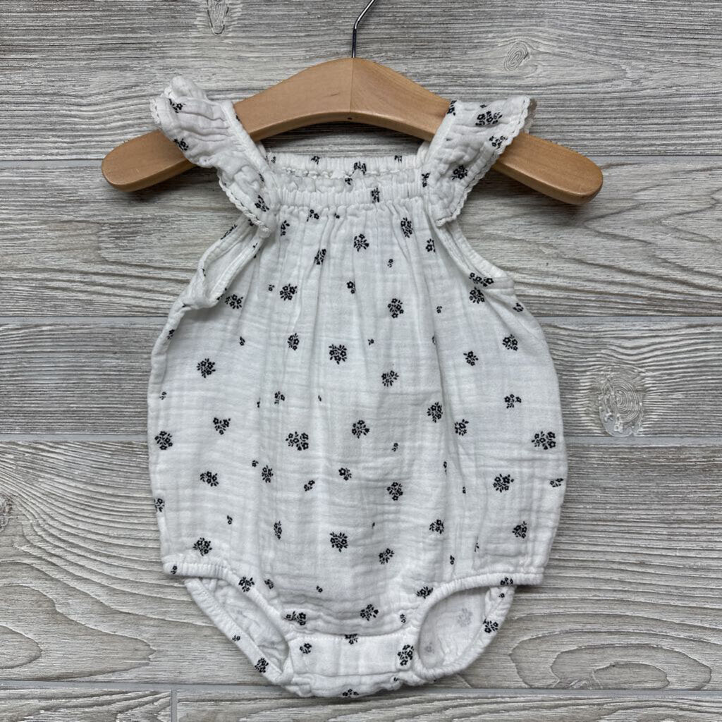 Muslin Romper Flowers Flutter Sleeves