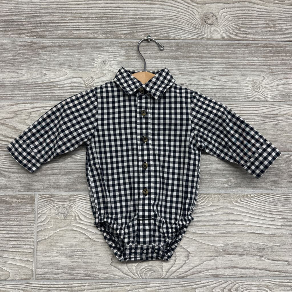 LS Button Up Bodysuit Gingham