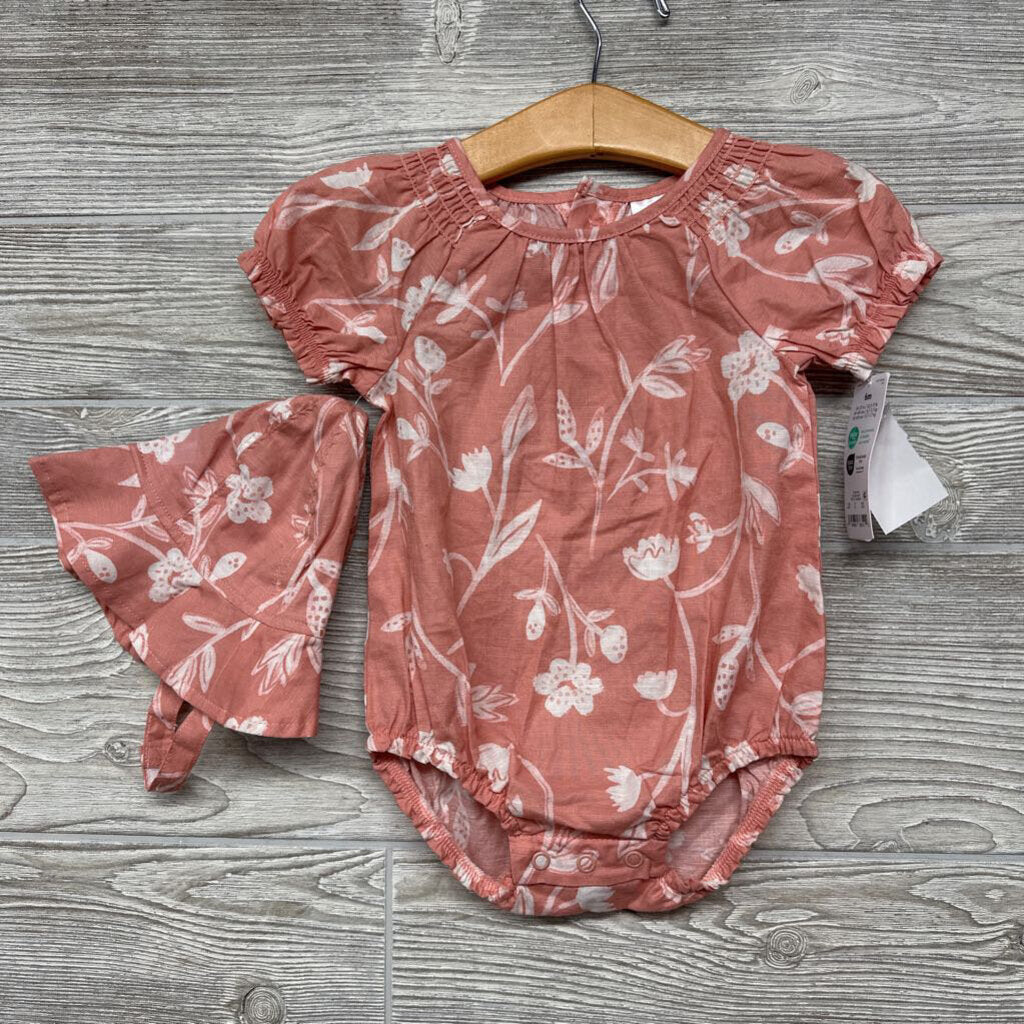 NEW Linen Romper & Sunhat Flowers