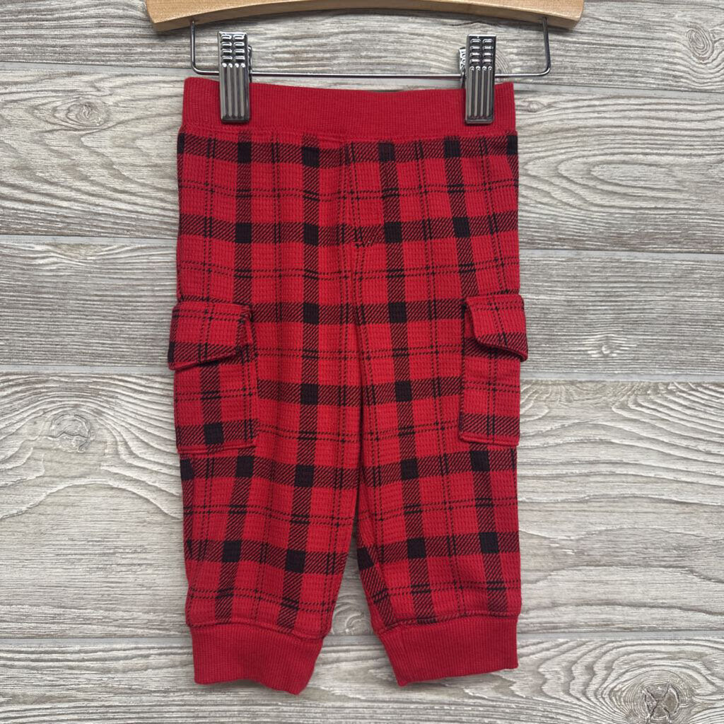 Waffle Knit Cargo Joggers Plaid