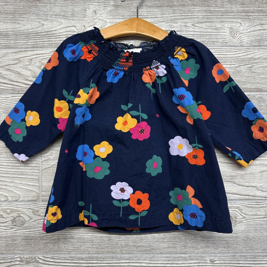 LS Smocked Shirt Flowers