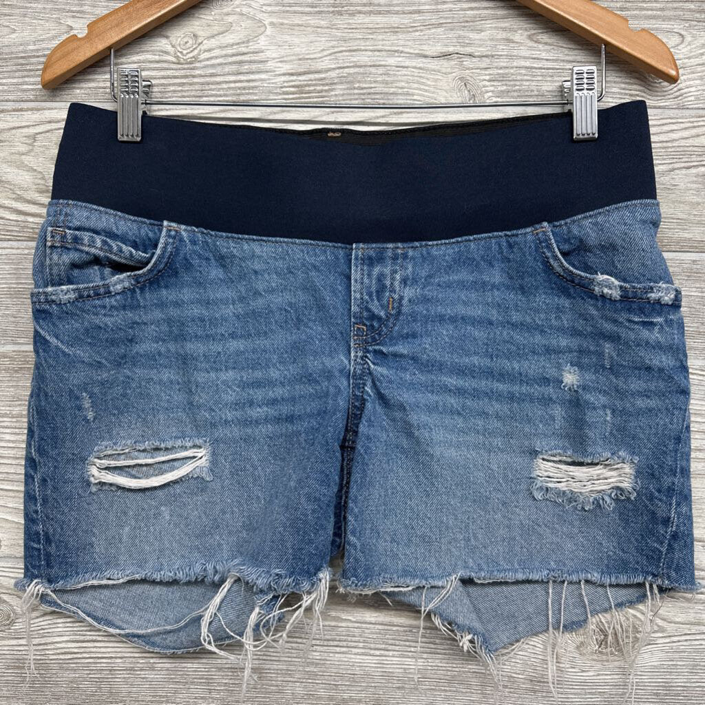Low Panel Slouchy Straight Denim Ripped Shorts