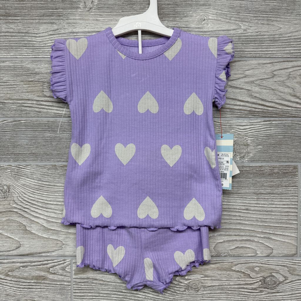 NEW Ribbed Shirt & Shorts Hearts Lettuce Trim