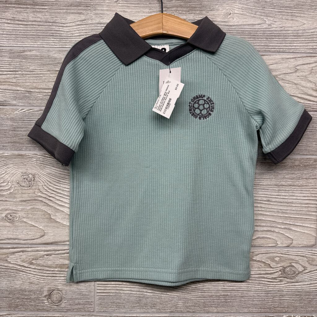 NEW Ribbed Waffle Knit Polo Shirt Embroidered Soccer Ball
