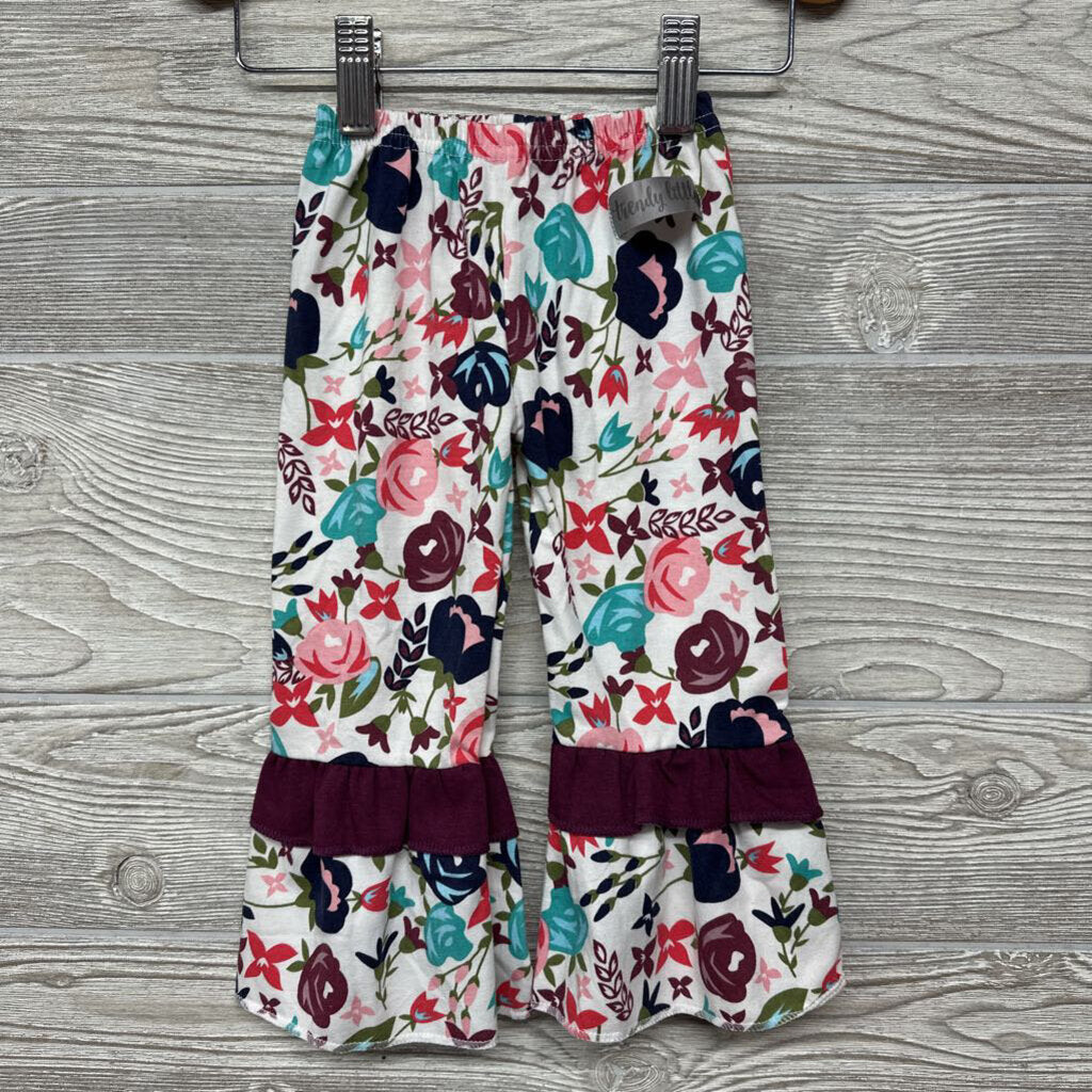 NEW Pants Ruffle Ankles Flowers Buttons