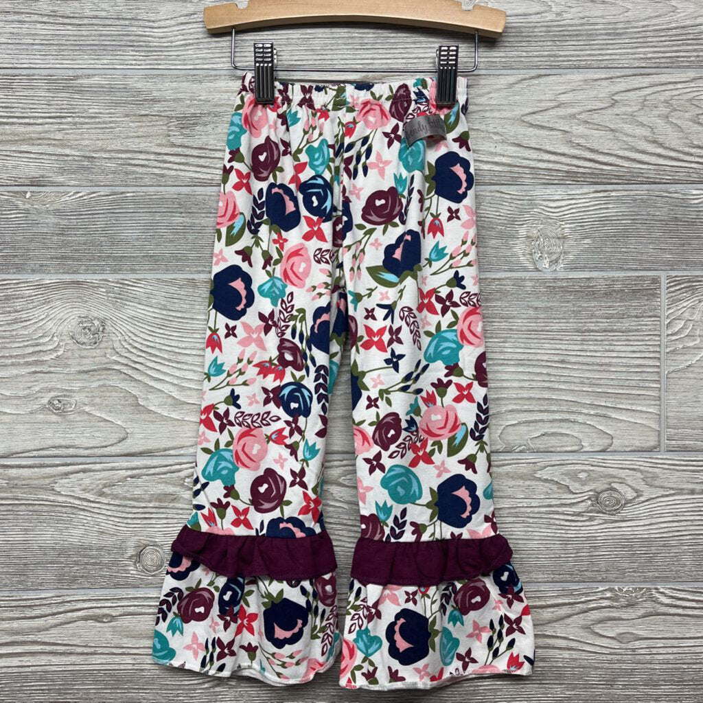 NEW Pants Ruffle Ankles Flowers Buttons