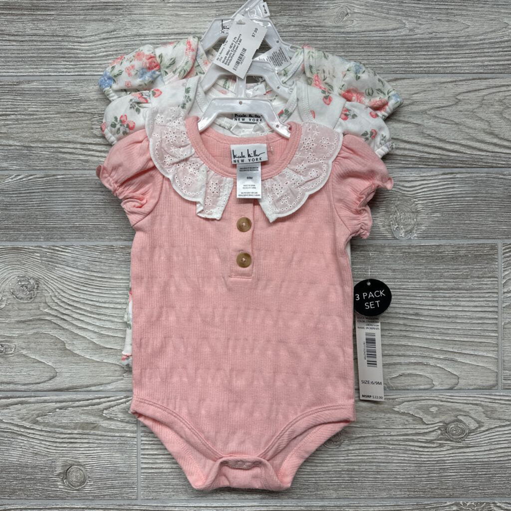 NEW 3 Pk Bodysuits Eyelet Flowers