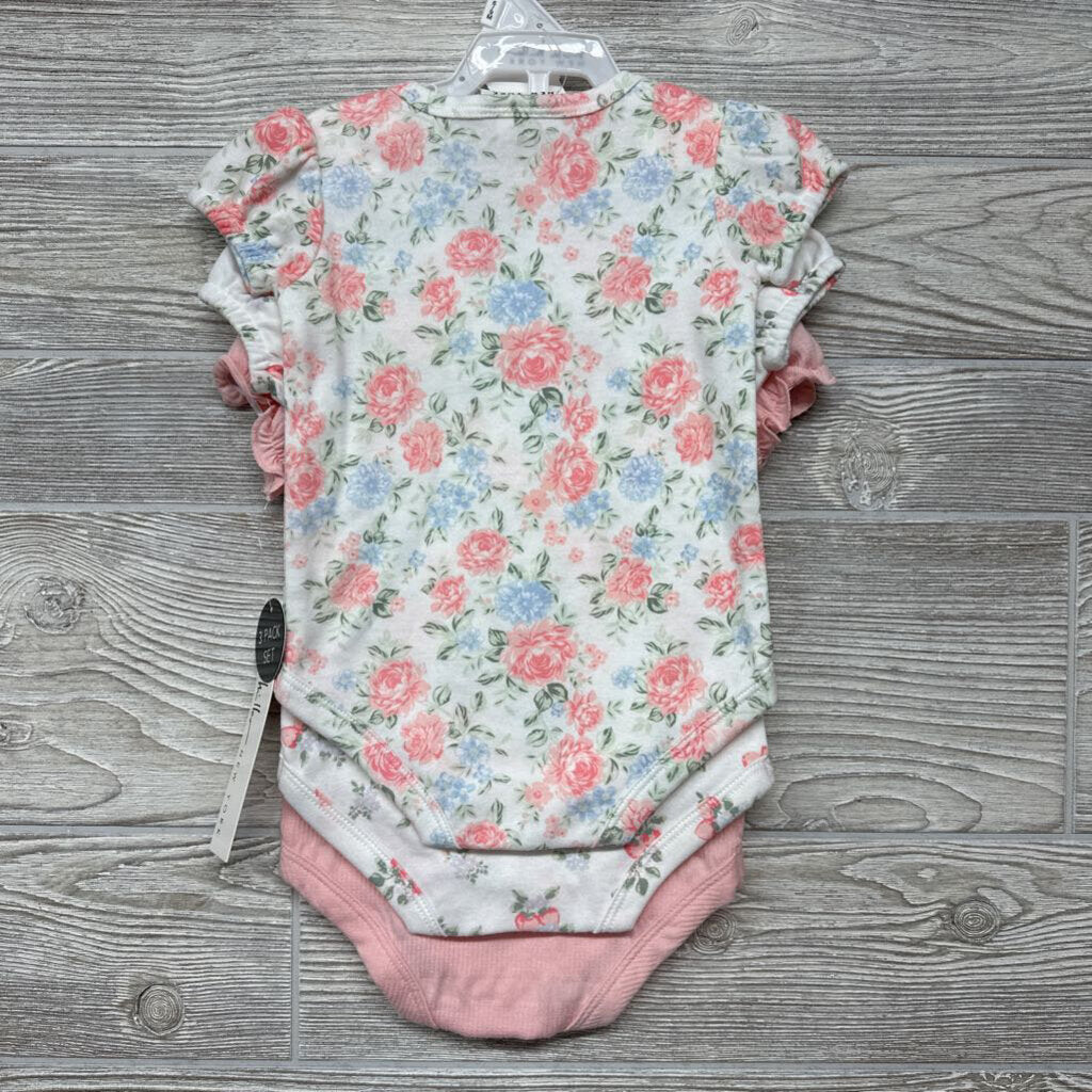 NEW 3 Pk Bodysuits Eyelet Flowers