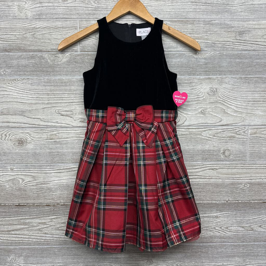 NEW Velvet Dress Tulle Skirt Plaid Bow