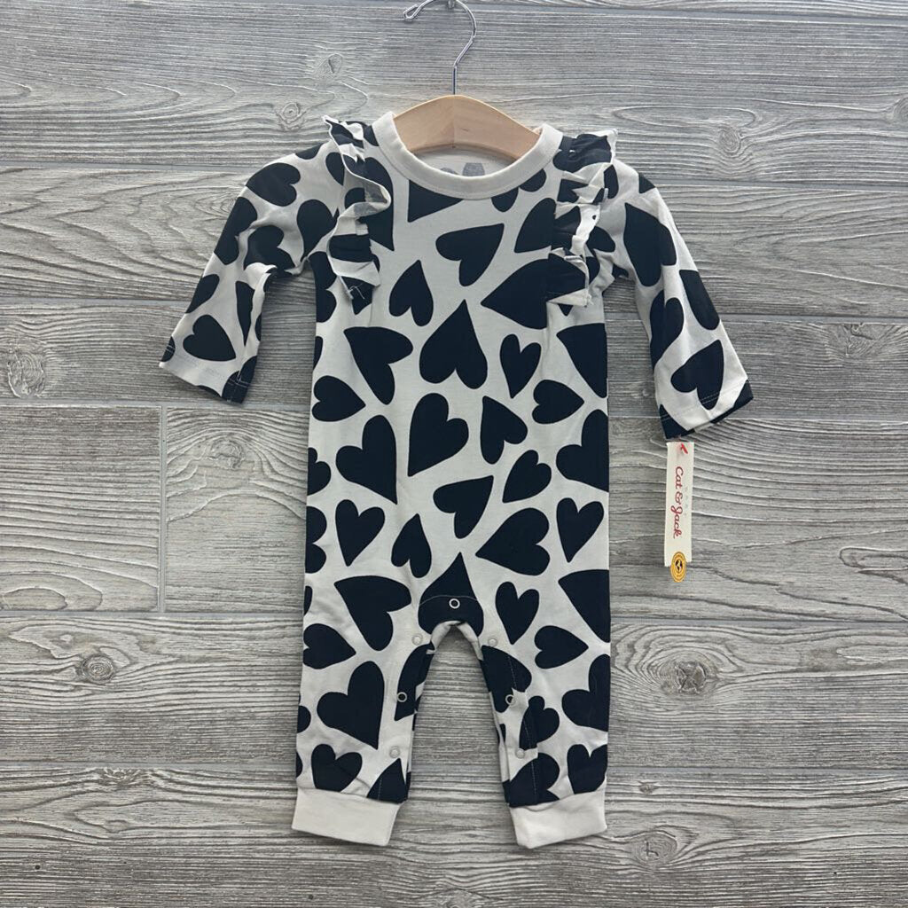 NEW LS Romper Hearts Ruffle Shoulder