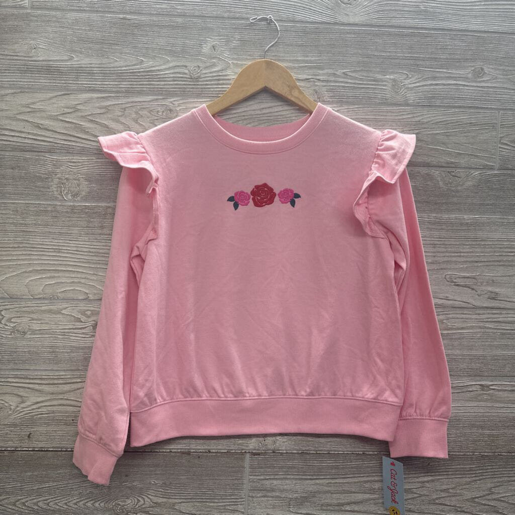 NEW Cropped Crewneck Embroidered Flowers