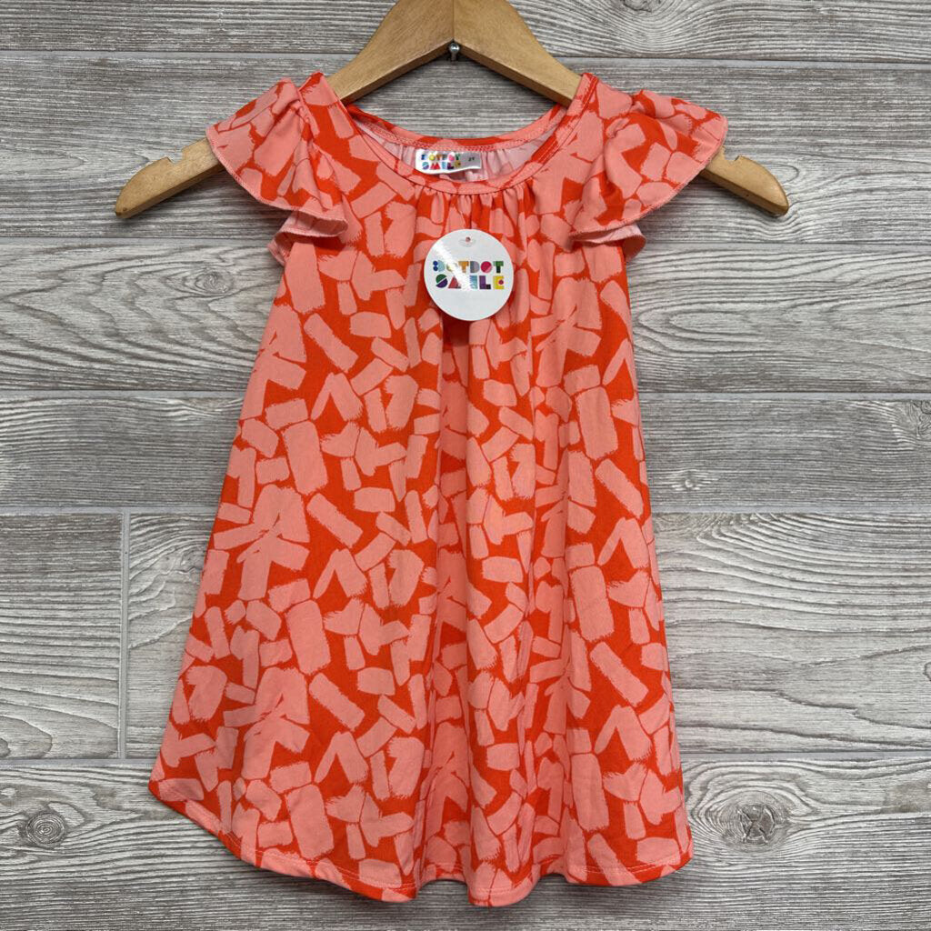 NEW Dress Flutter Sleeves Printed