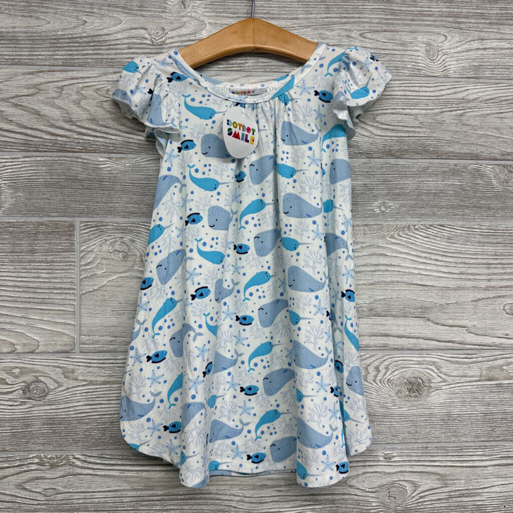 NEW Dress Flutter Sleeves Whales Narwhals