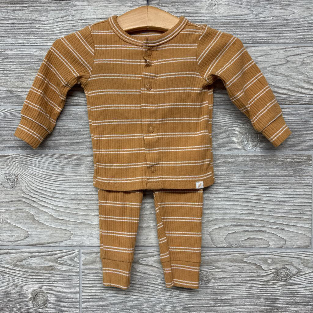 Ribbed Button Up Shirt & Pants Stripes