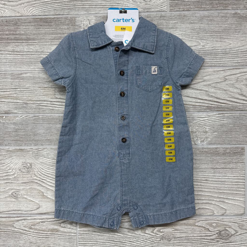NEW Chambray Polo Shorty Romper