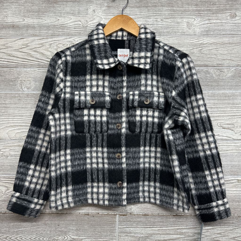 NEW Faux Fur Button Up Plaid Shirt