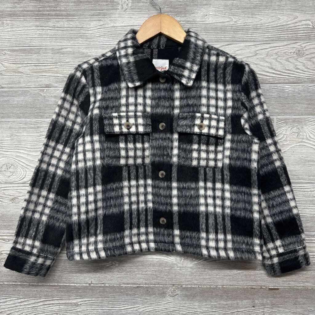 Faux Fur Button Up Plaid Shirt
