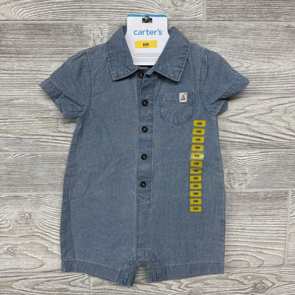 NEW Chambray Polo Shorty Romper