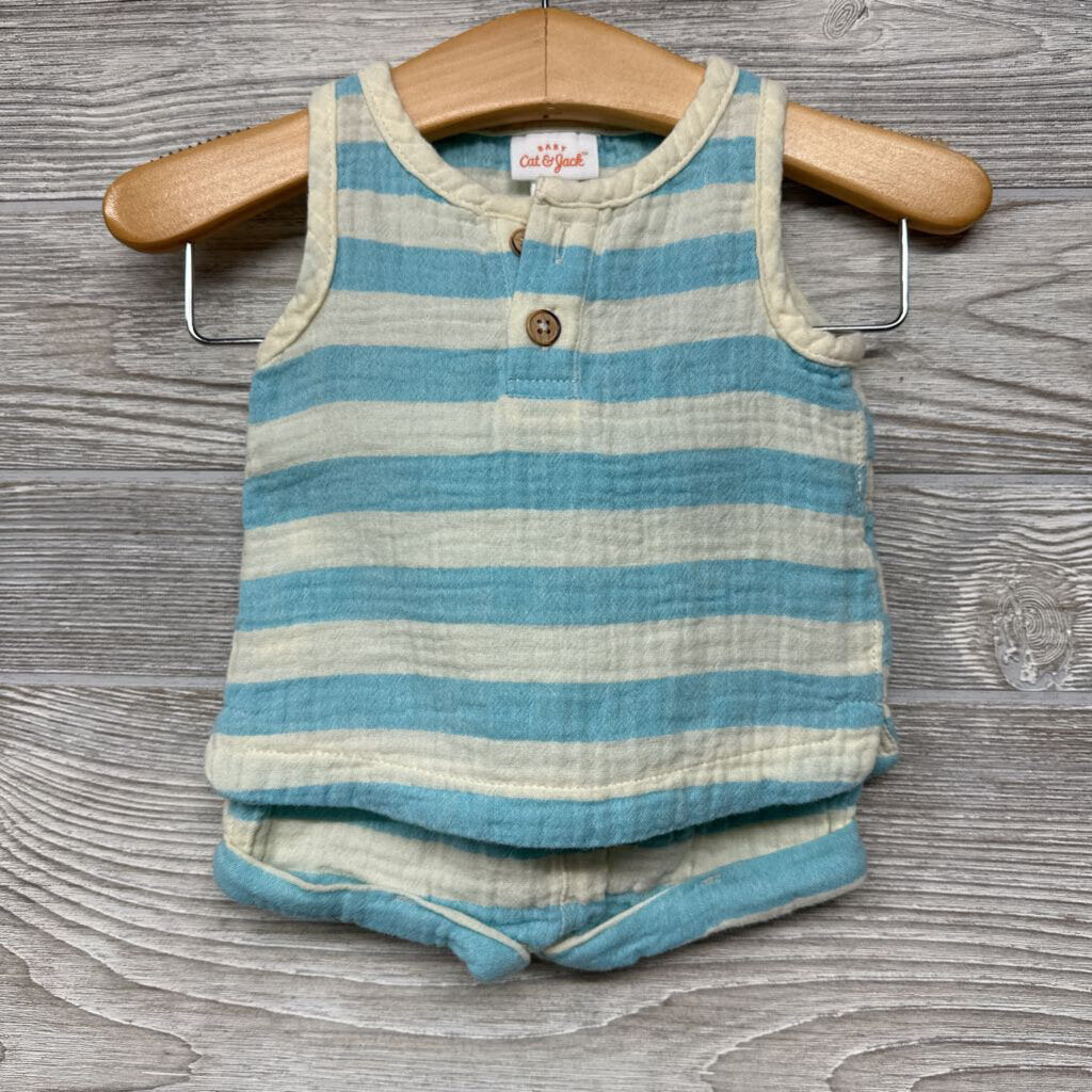 Muslin Tank Top Stripes & Shorts