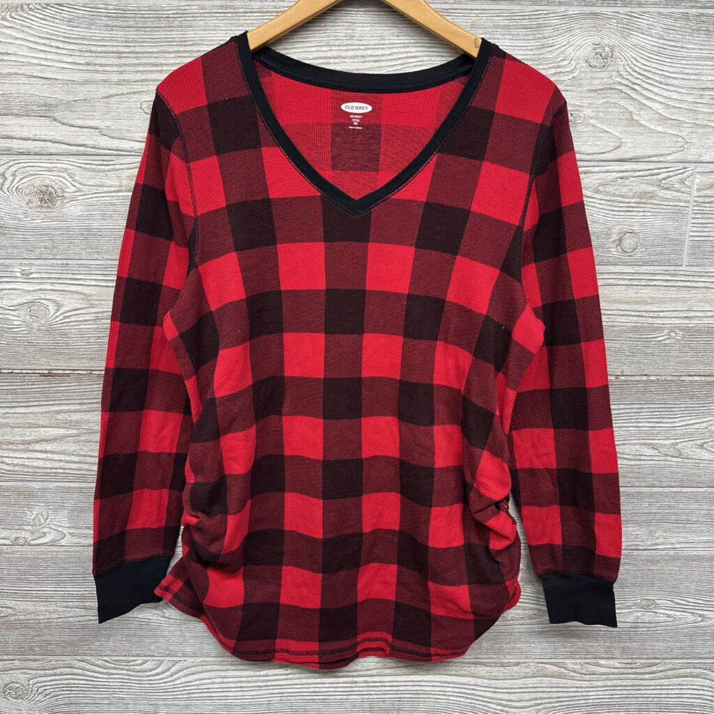 2 Pc LS Ruched Thermal PJs Buffalo Plaid