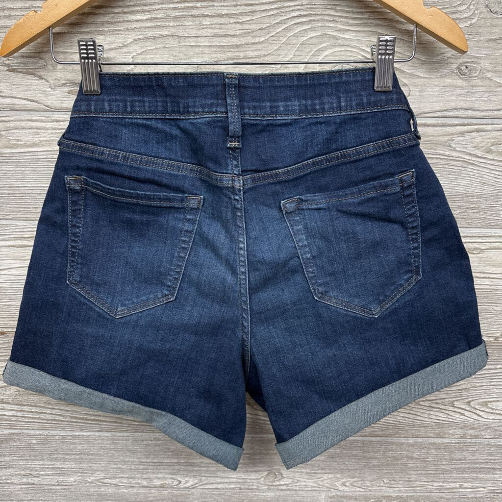 Side Panel Denim Shorts Cuffed