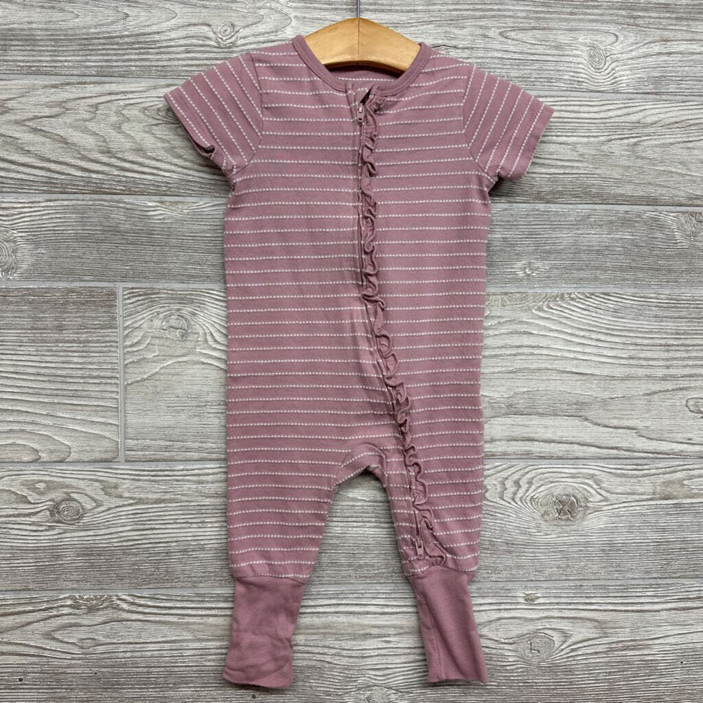 Ribbed Ruffle Zipper Outfit Stripes