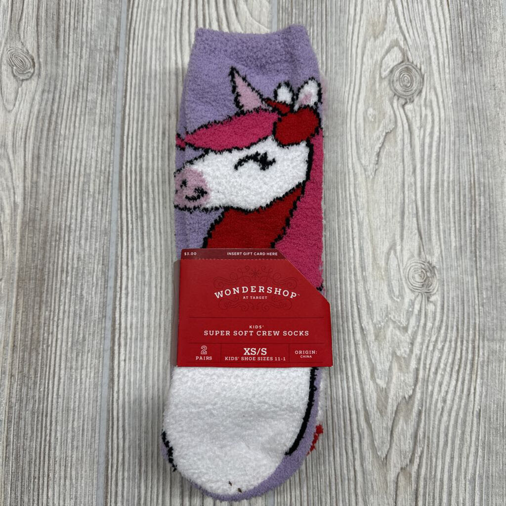 NEW 2 Pk Fuzzy Socks Unicorn