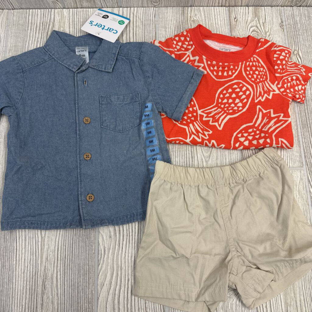NEW Button Up Shirt, Bodysuit Pineapples & Shorts