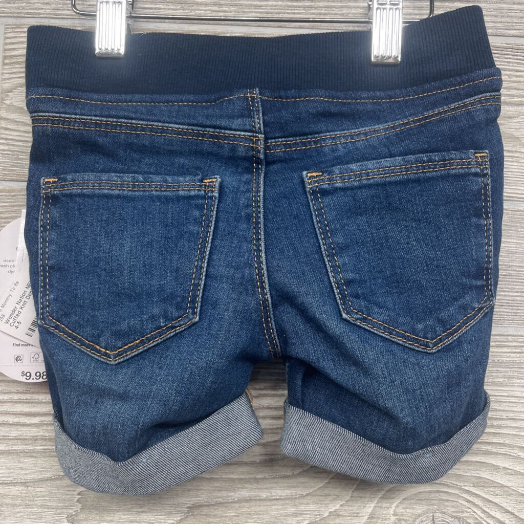 NEW Pull On Cuffed Knit Denim Shorts