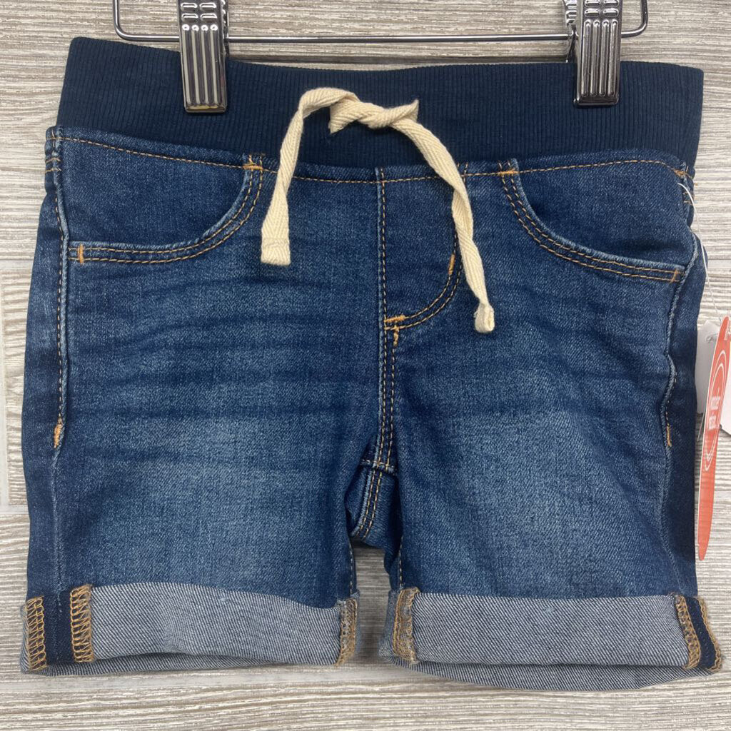 NEW Pull On Cuffed Knit Denim Shorts