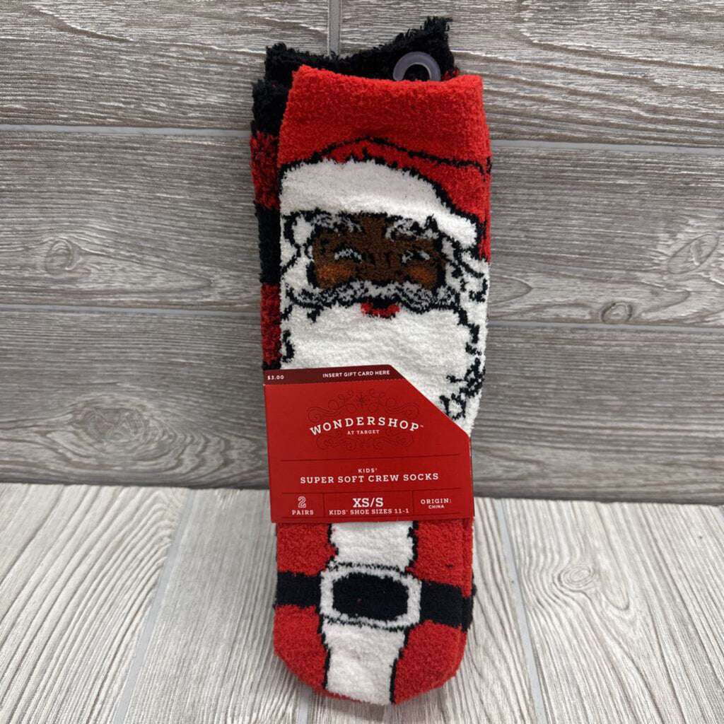 NEW 2 Pk Fuzzy Socks Santa