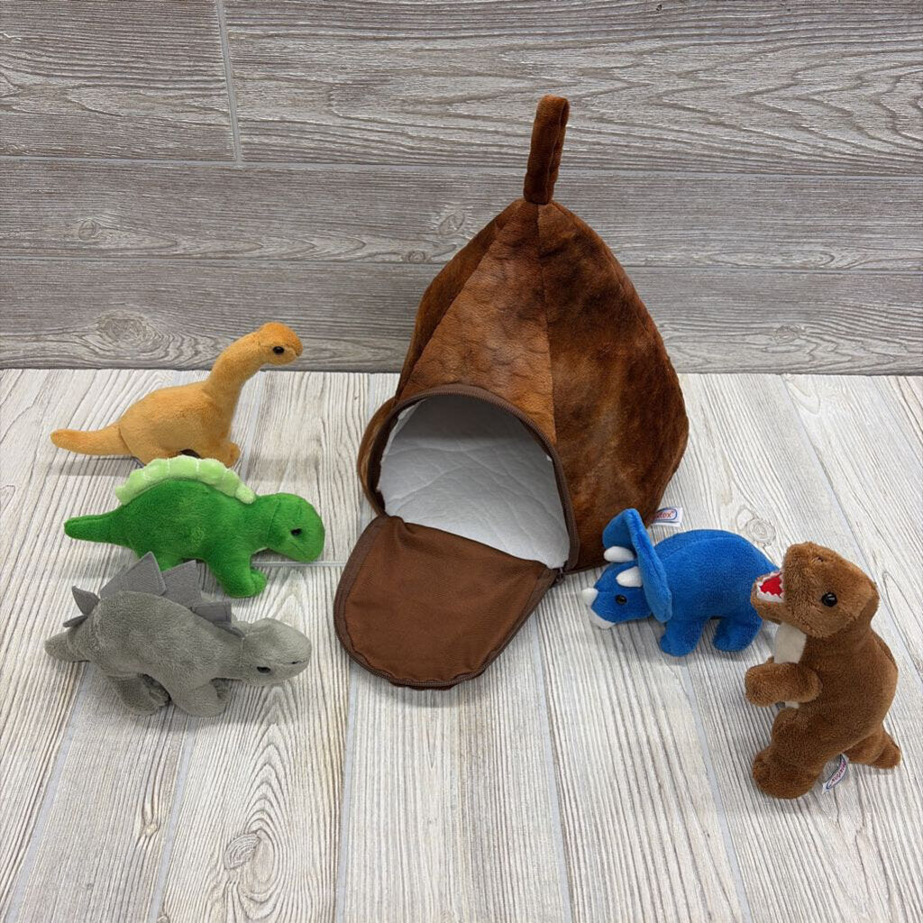 Plush Volcano & 5 Plush Dinosaurs