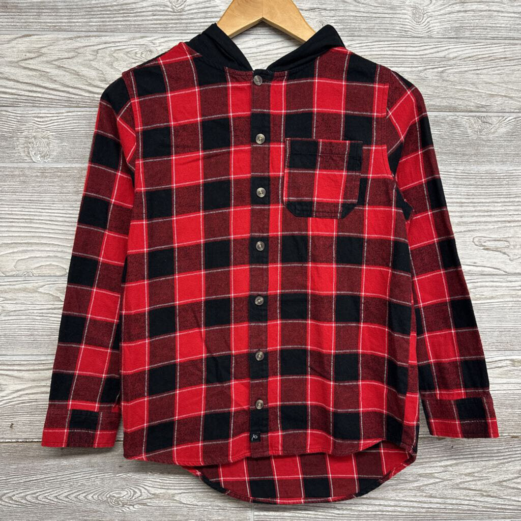 Plaid Button Up Shirt W/ Hood