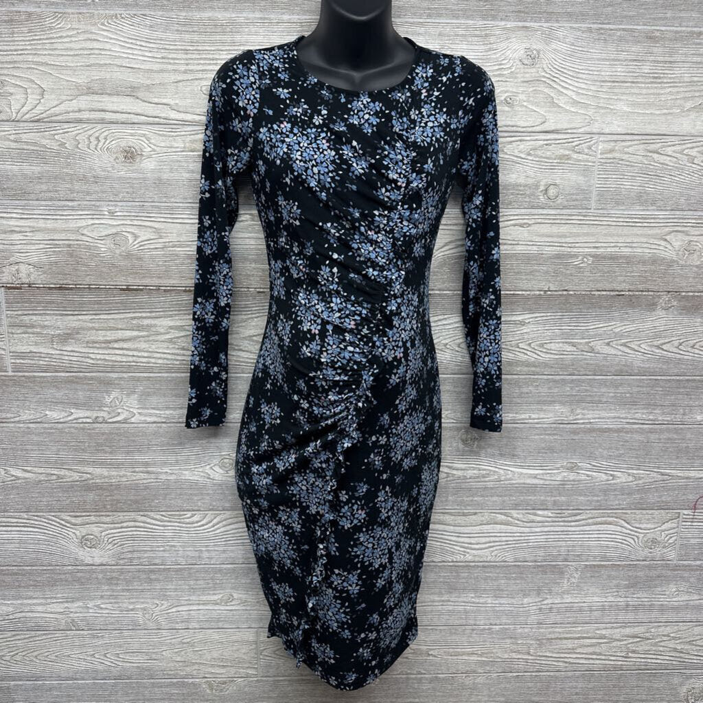 LS Bodycon Dress Flowers W/ Ruffle