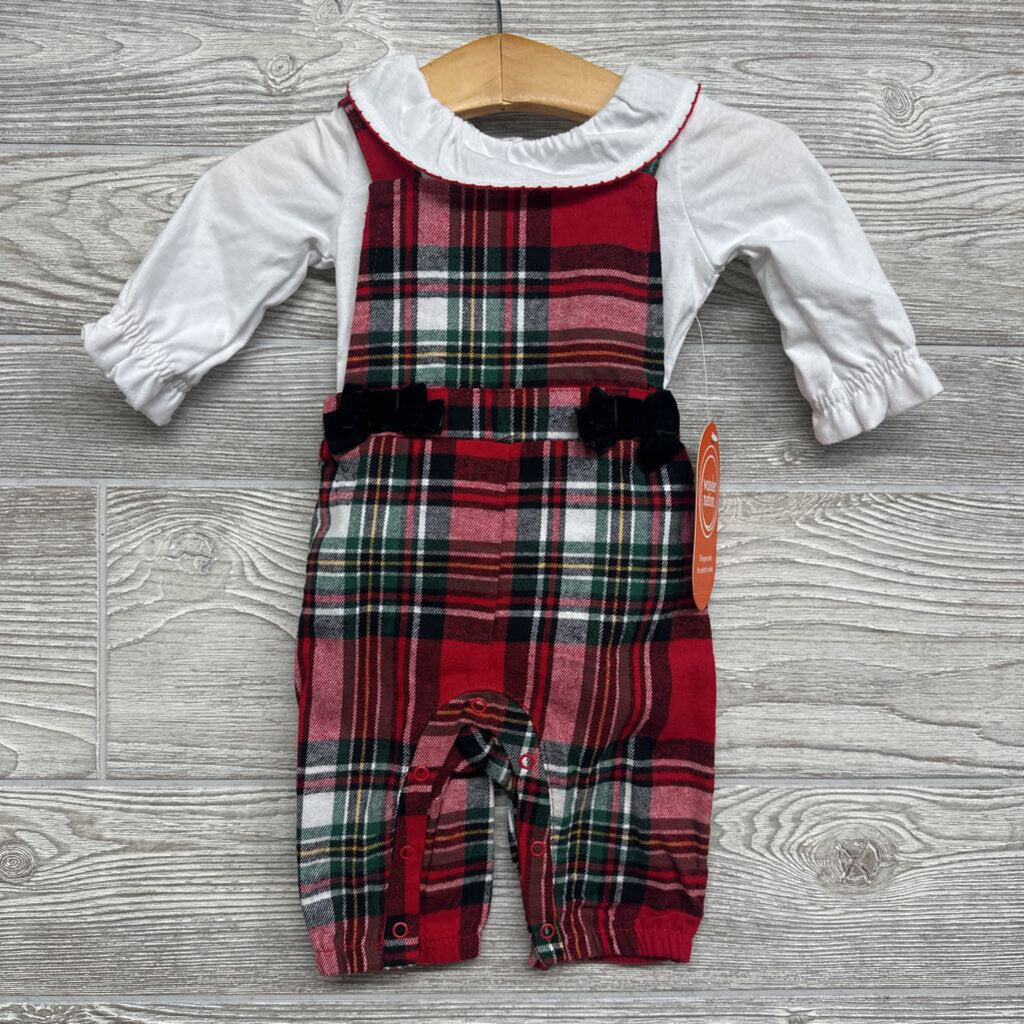 NEW Plaid Overalls & LS Collared Bodysuit