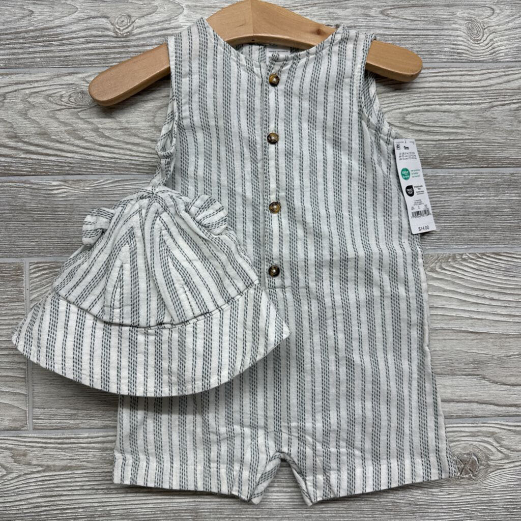 NEW Shorty Romper W/ Lines & Sunhat