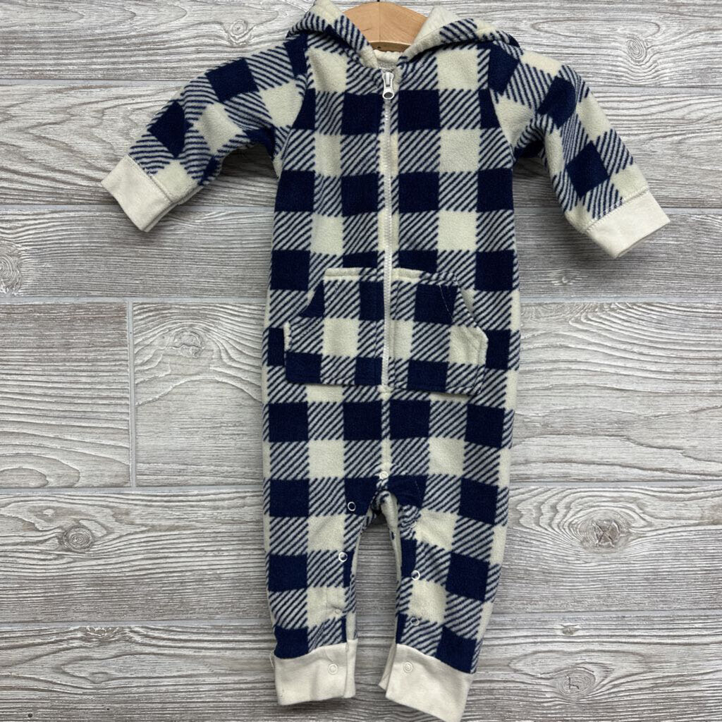 LS Fleece Coverall W/ Hood Buffalo Plaid