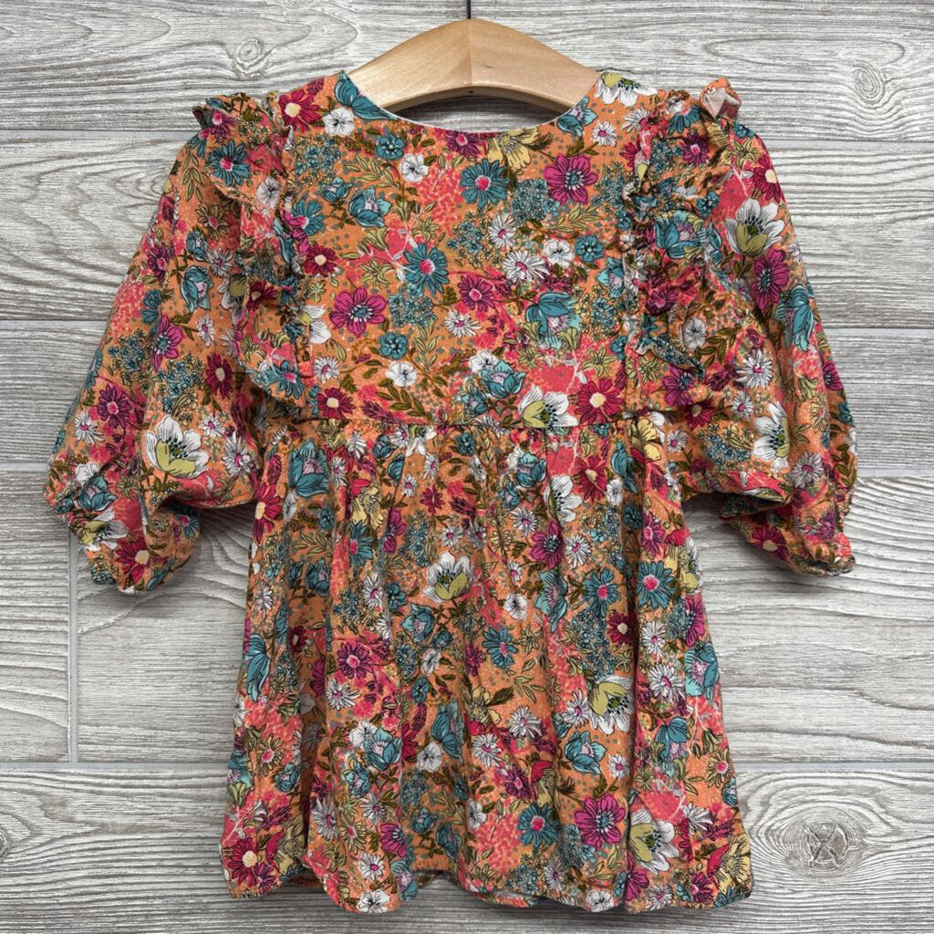 LS Dress Flowers Flutter Sleeve
