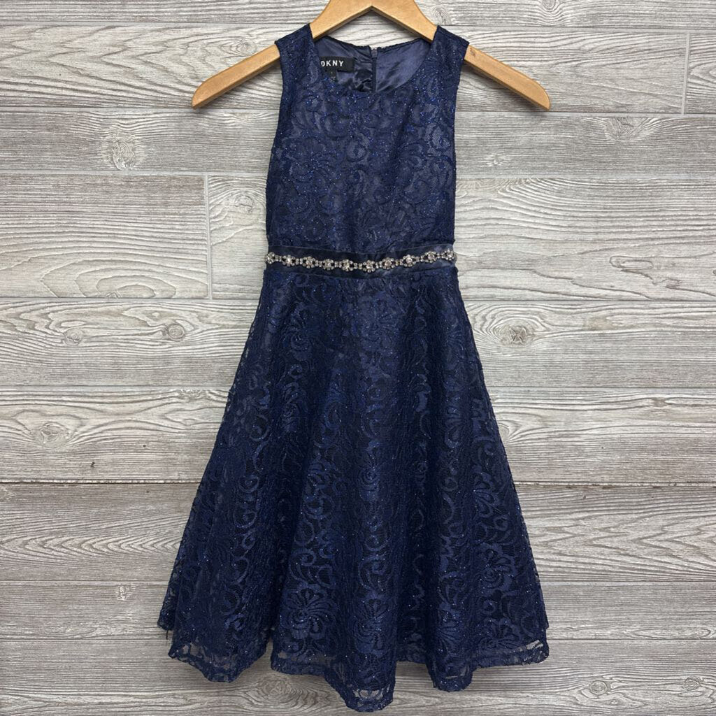 Sleeveless Dress Rhinestone Belt Lace Flowers