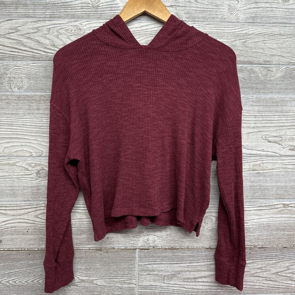 Crop Ribbed LS Shirt W/ Hood