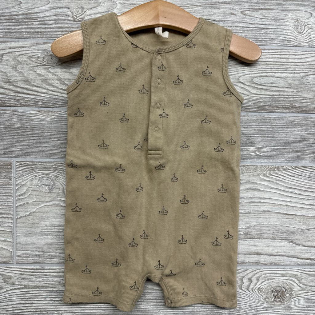 Tank Button Up Shorty Romper Sail Boats