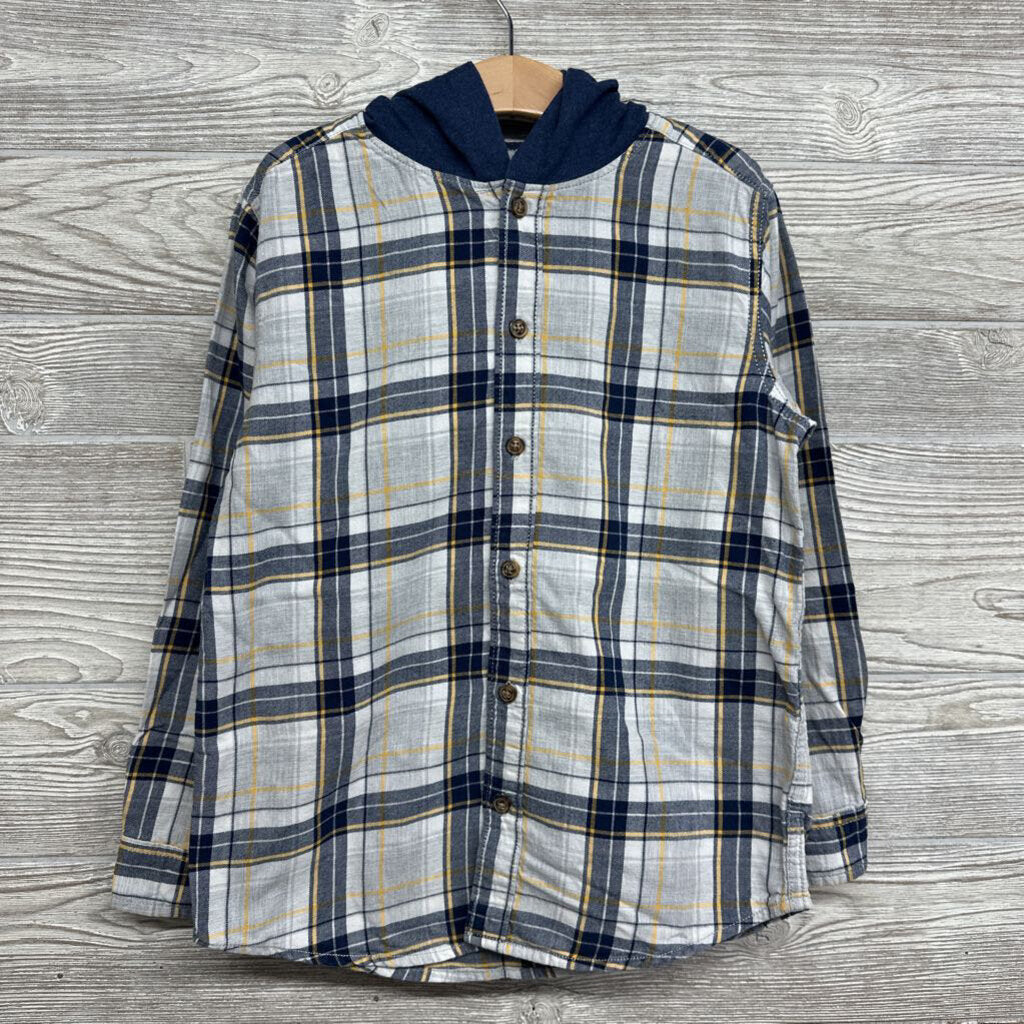 Plaid Button Up Shirt W/ Hood