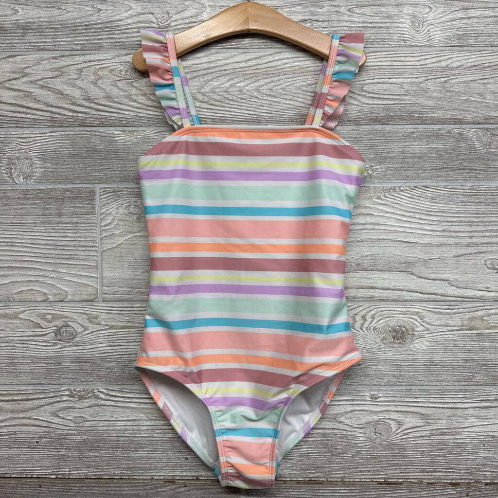 Ruffle Strap Swimsuit Stripes