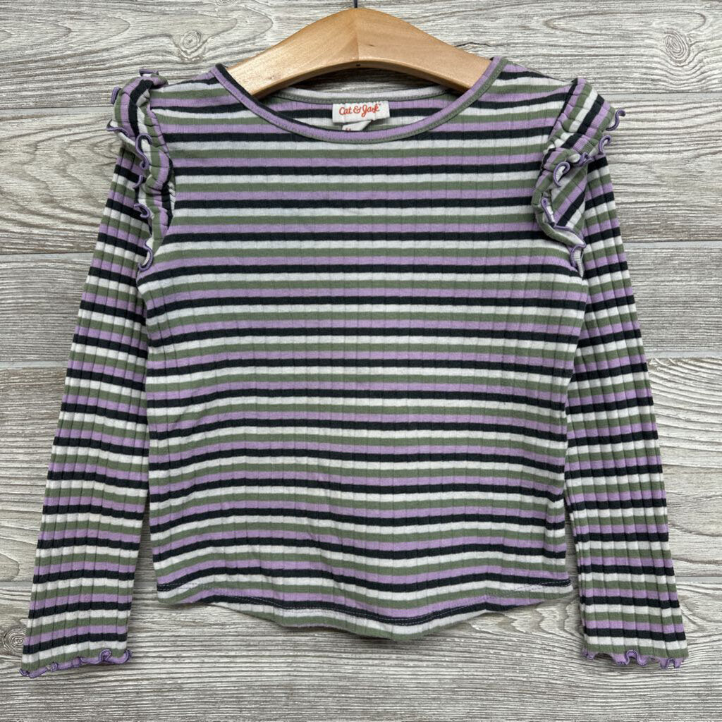 LS Ribbed Shirt Stripes Lettuce Trim