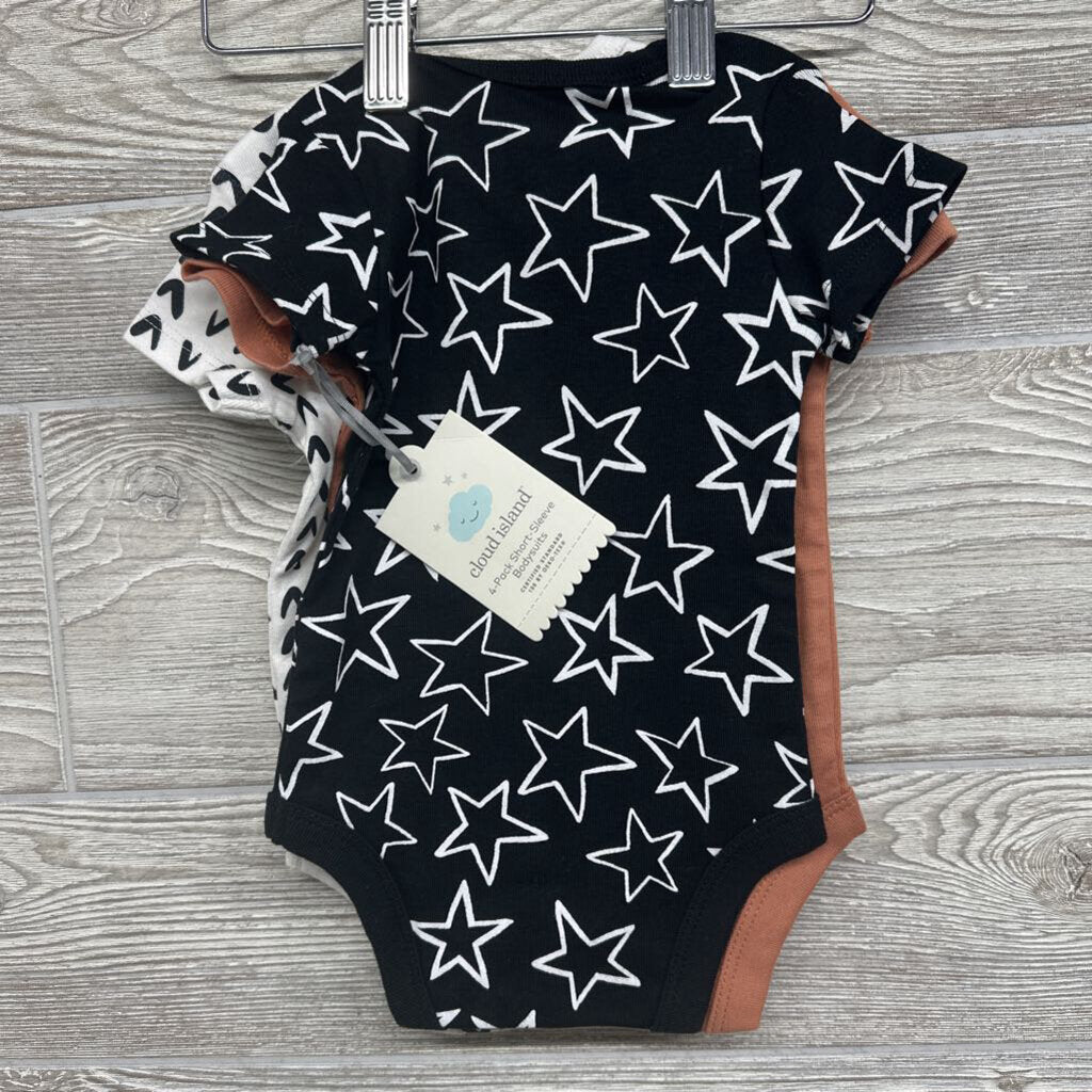 NEW 4 Pk Bodysuits Stars Solid