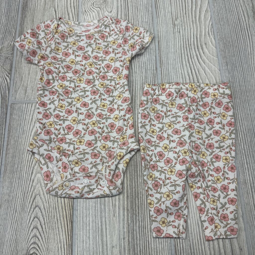 Bodysuit & Pants Flowers Preemie