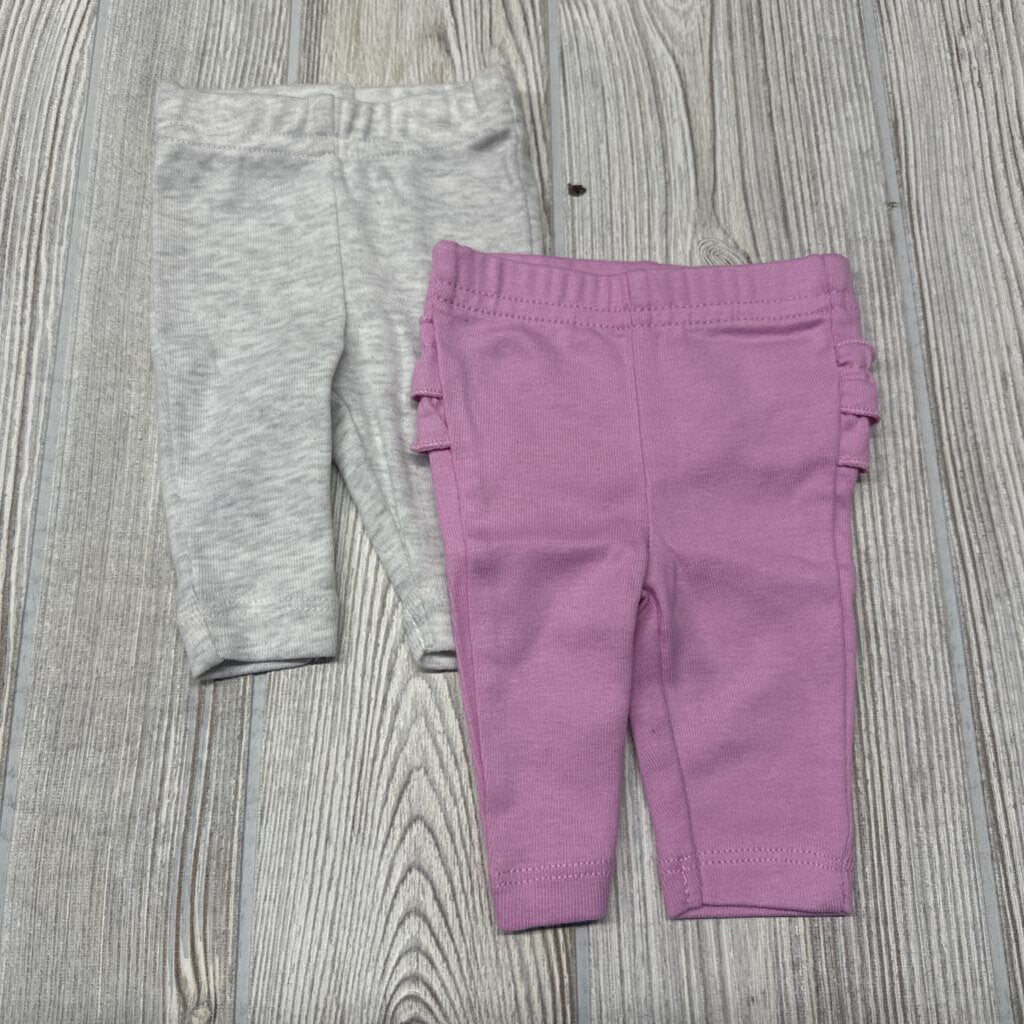 2 Pk Pants Ruffle Butt Solid Preemie